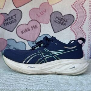 Size 9.5 - Asics Gel-Nimbus 26 Running Shoes Blue Expanse Aurora Green Women's